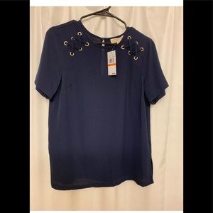 Mickeal Kors True Navy Metal T-shirt Nwt S